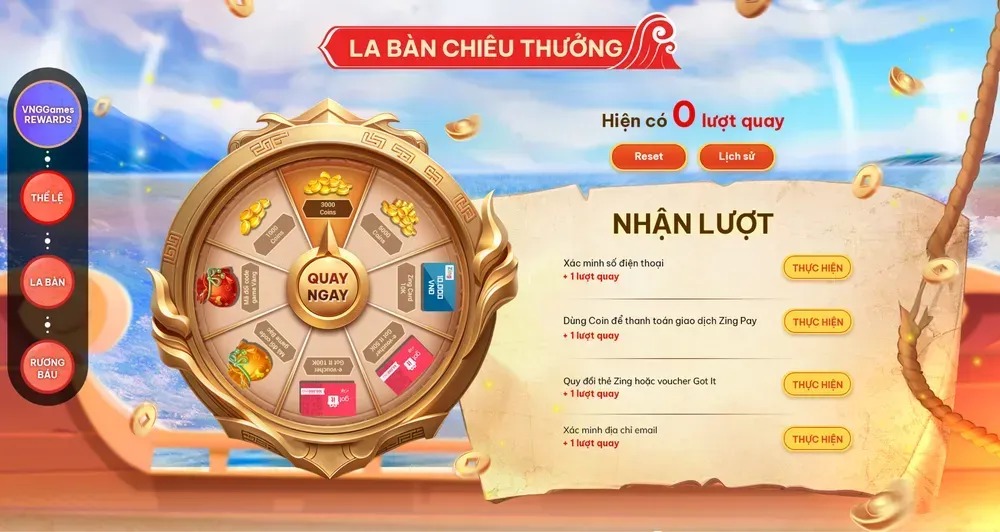 Sự kiện La Bàn Chiêu Thưởng tại chương trình VNGGames Rewards