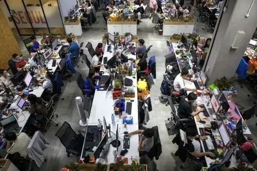 Members of the game creation team inside VNG Corp.'s City campus in Ho Chi Minh City, earlier in September. Photographer: Maika Elan/Bloomberg